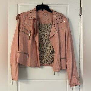 Jou Jou Pink Studded Leather Jacket
